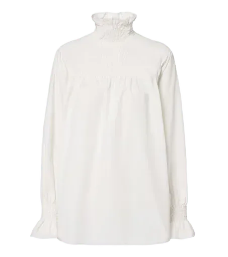 Shirred high-neck blouse