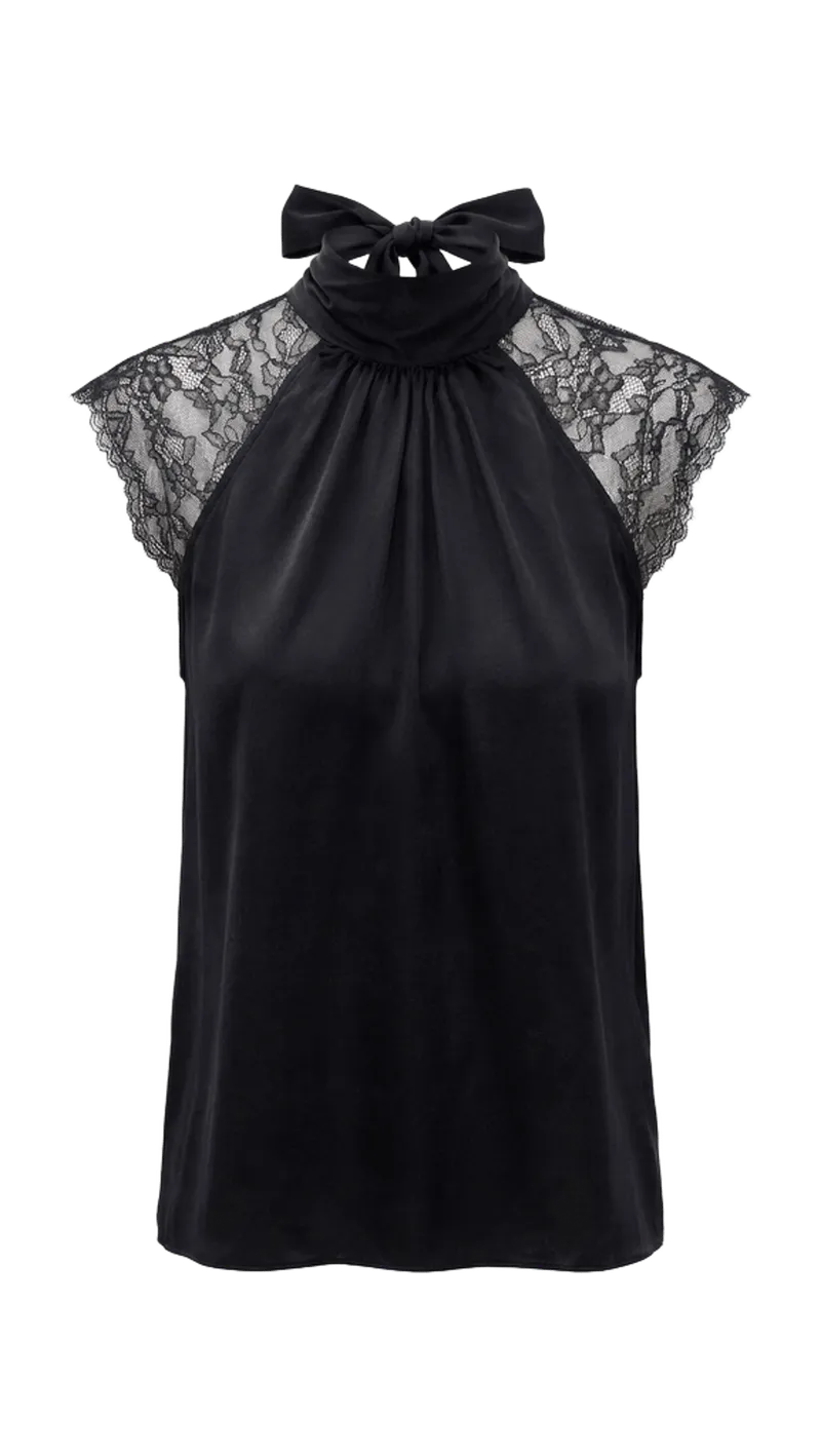 Rachel Chantilly Lace Combo Halter Blouse