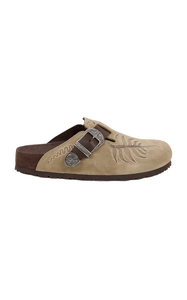 x Etro Boston Embroidered Suede Mules