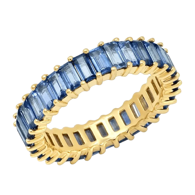 Blue Sapphire Vertical Baguette Ring