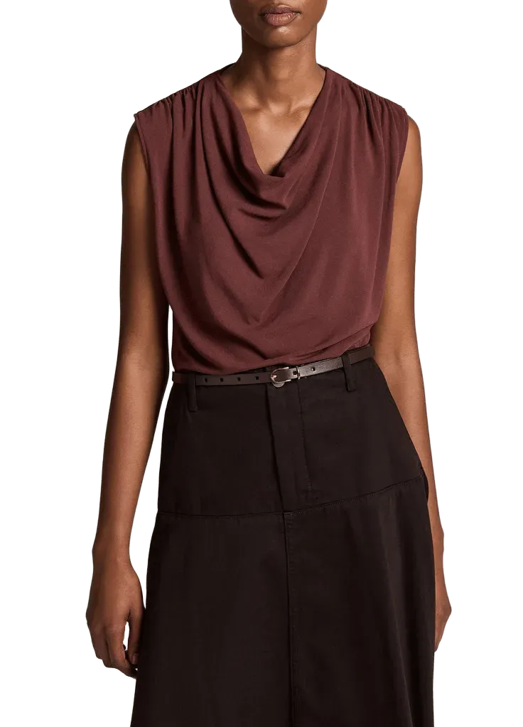 Jersey Draped Cowl-Neck Top
