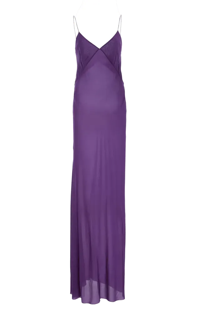 Bias Paneled Stretch Silk Chiffon Maxi Dress