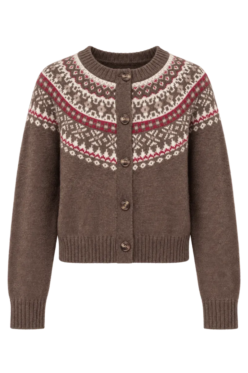 Louise Fair Isle Cardigan - Chocolate