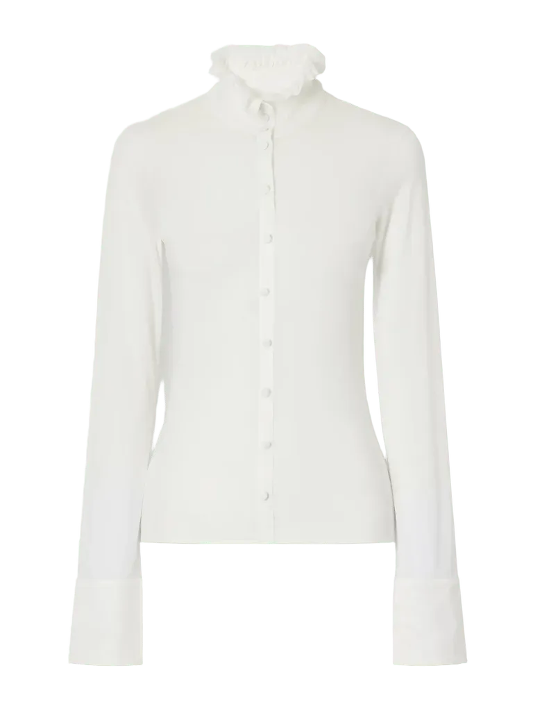 Etilda ruffled stretch-jersey blouse