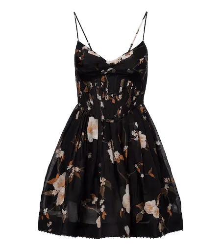 Ascent floral linen and silk corset dress