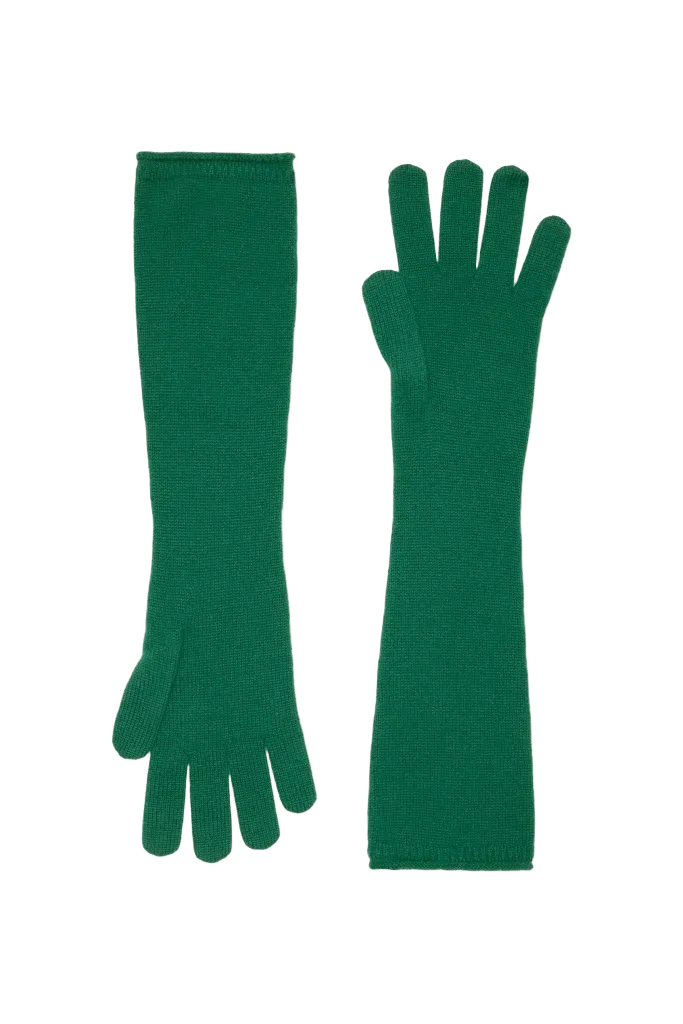 Faye Luxury Cashmere Long Gloves in Deep Emerald