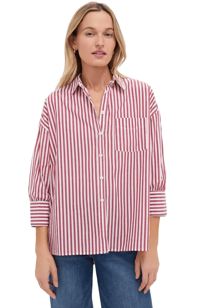 Red Stripe Adair Boyfriend Shirt