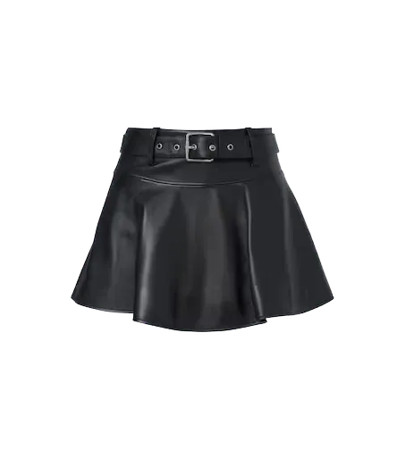 Belted leather miniskirt