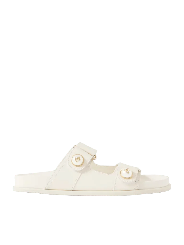 Fayence embellished leather slides
