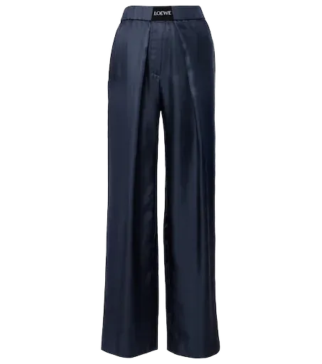 Logo silk wide-leg pants