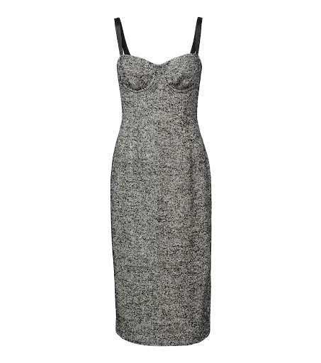 Wool and silk-blend tweed midi dress
