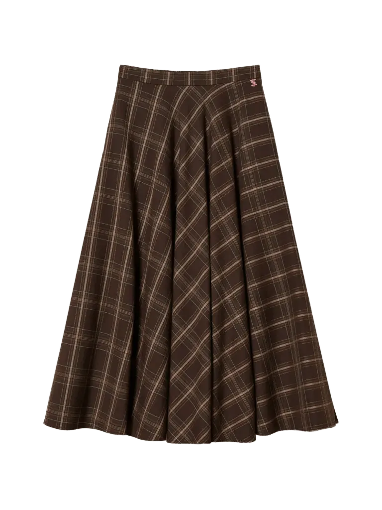 TWINSET Myfo checked flannel midi skirt