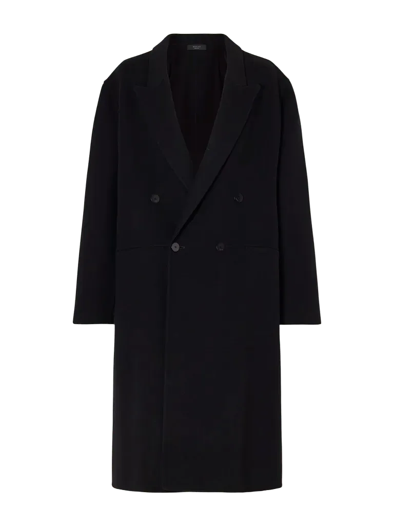 Double-breasted wool-blend coat