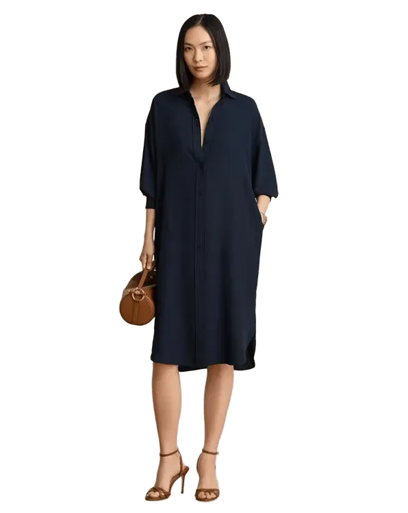 Double-Faced Georgette Midi Shirtdress