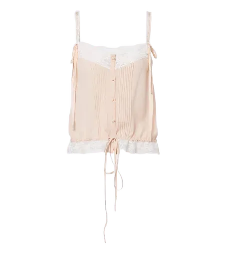 Lace-trimmed silk georgette top