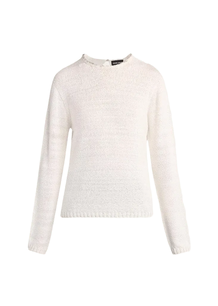 Giorgio Armani Silk Knit Beaded Crewneck Sweater