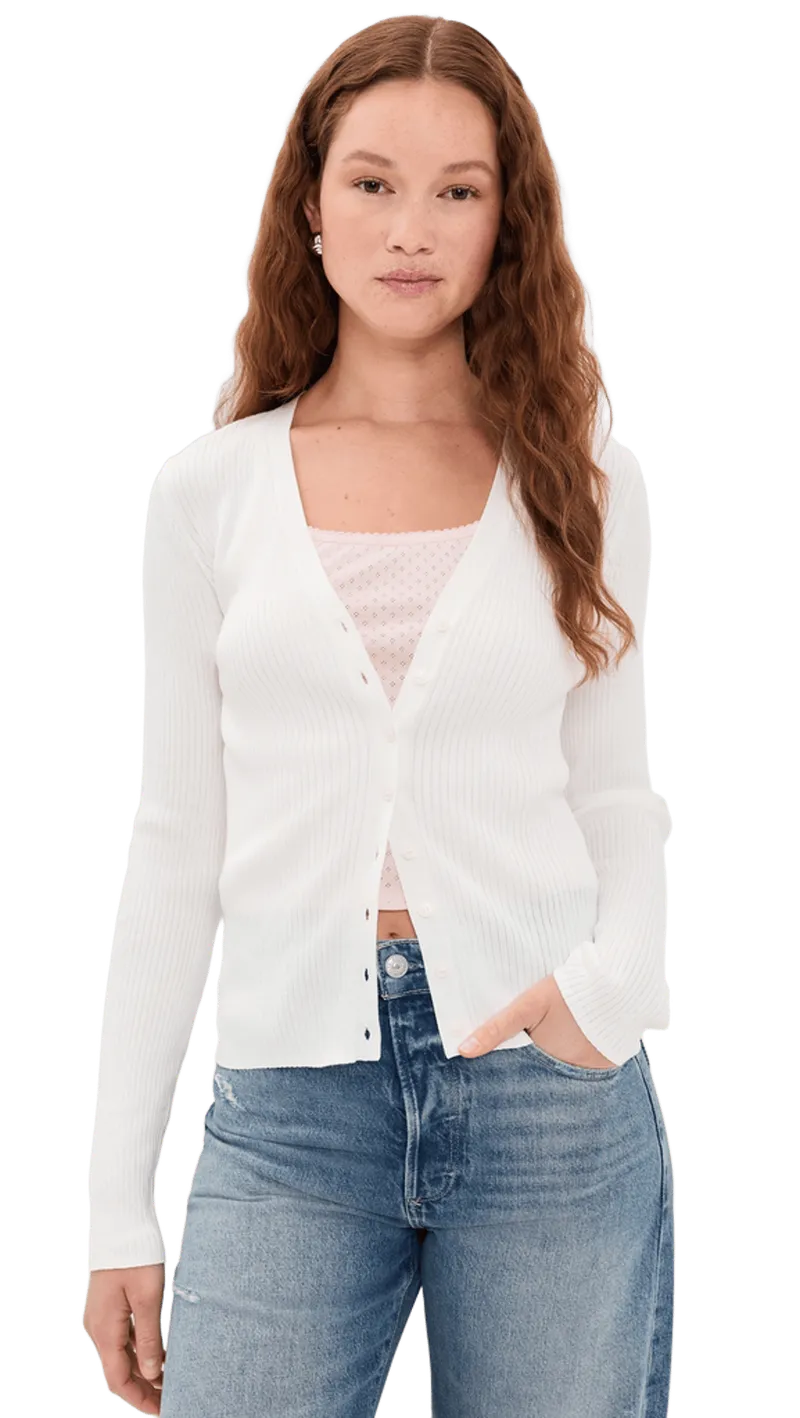 The Ribbed Favorite Cardigan In Cream