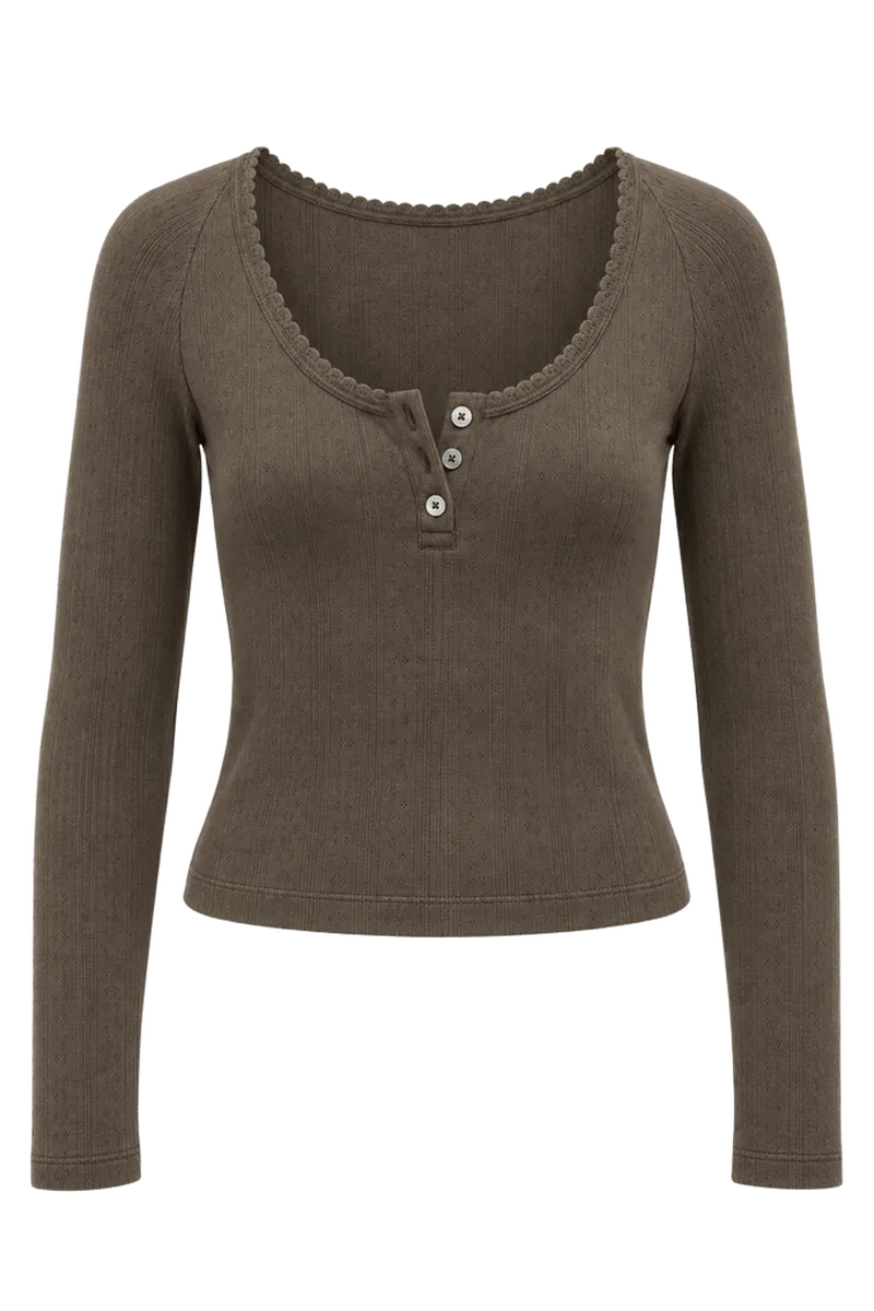 Organic Pointelle Henley