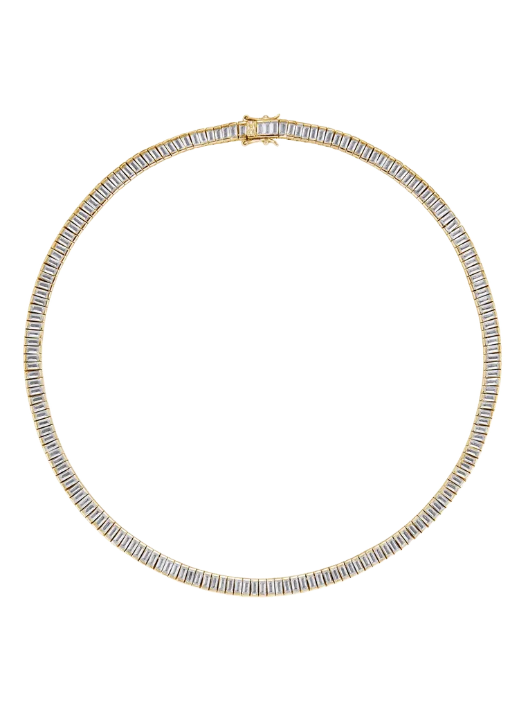 PETITE BESSETTE RIVIÈRE NECKLACE IN LAB WHITE SAPPHIRE, 18K GOLD VERMEIL