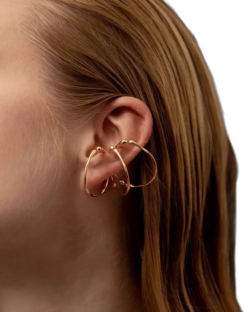 Hope Triple Hoop Ear Cuff In Gold Vermeil