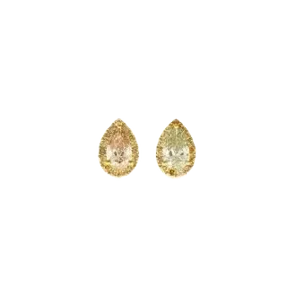 Natural Color Yin & Yang Halo Pear Studs 1.73ct