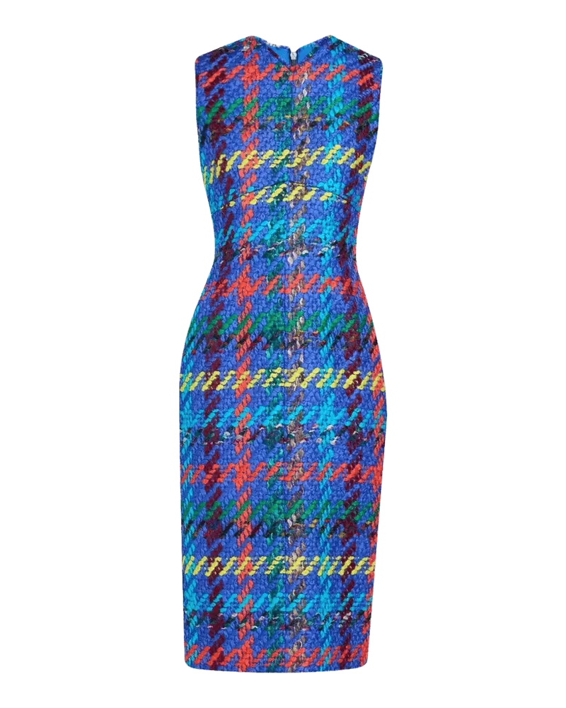 Crayon Tweed V-Neck Midi Pencil Dress