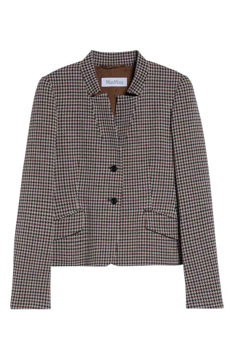 Houndstooth Stand Collar Jacket