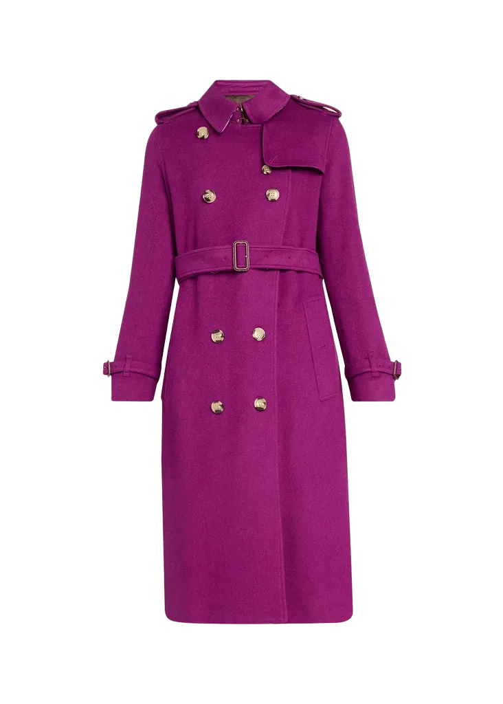 Kensington Double-Breasted Trench Coat in Brushed Cashmere
