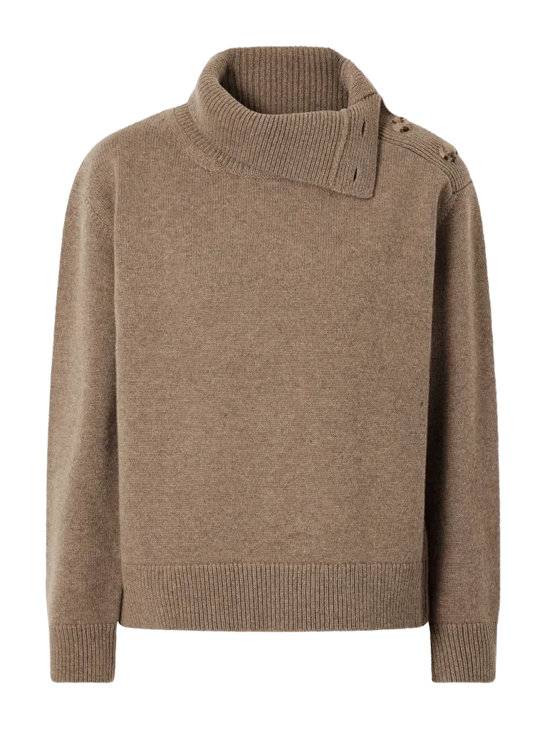 Cielo buttoned turtleneck wool and cashmere-blend sweater