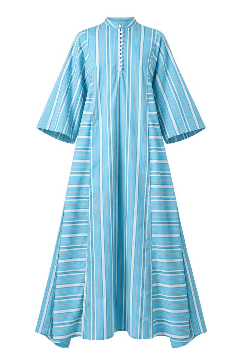 Rachel Long dress - Lagoon & White - Capri Stripes