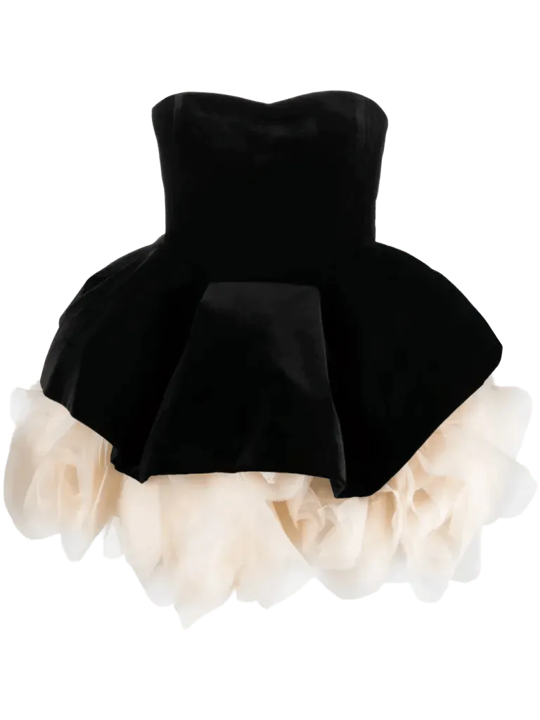 Ana Radu petal-layer velvet mini dress
