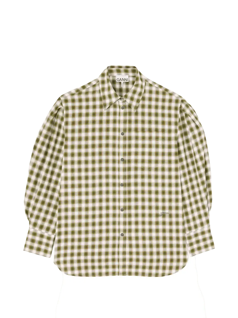 GANNI shirt in light check flannel
