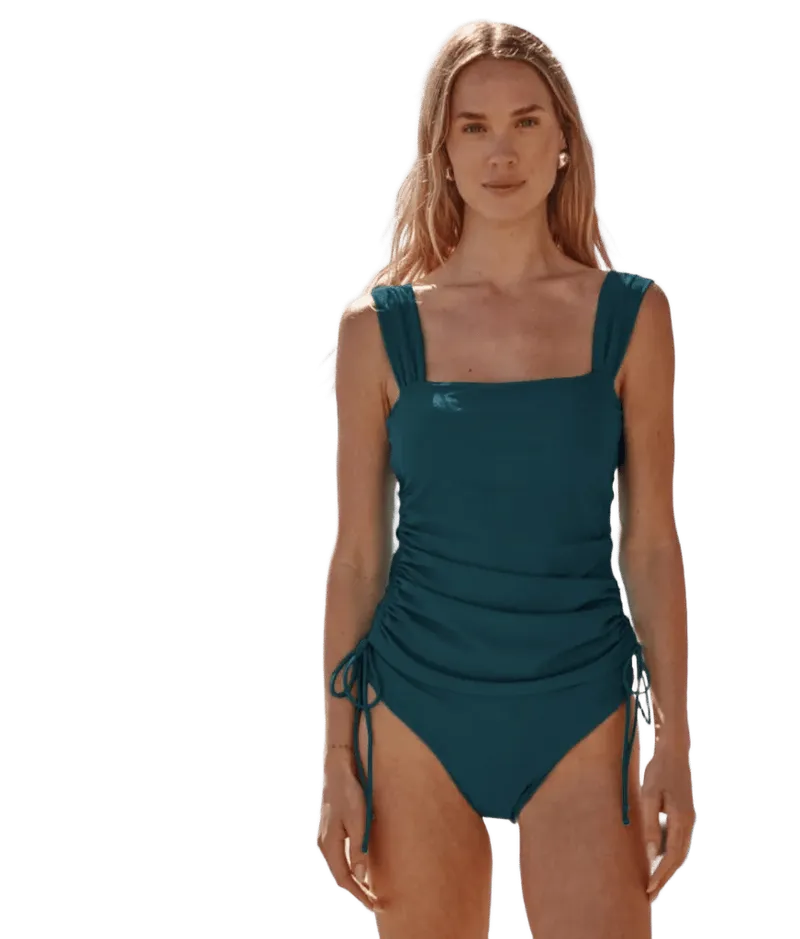 The Cinched Square Neck Tankini Top