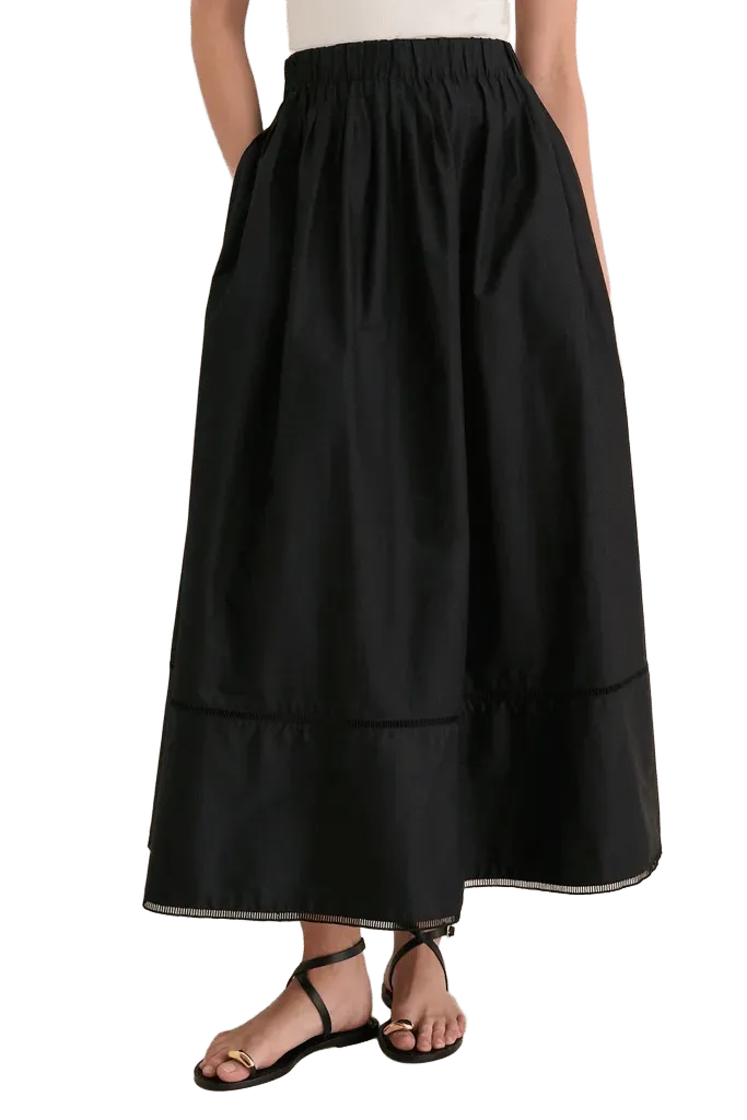 Black Cotton Poplin Nicole Circle Skirt