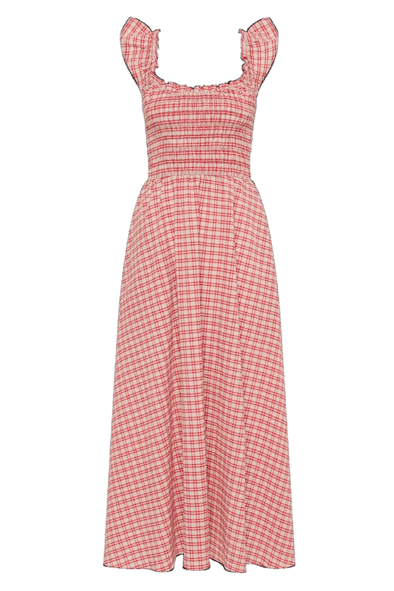 Eudora Midi Dress Vintage Red Check