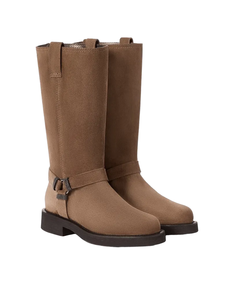 Suede Biker Boots with monili