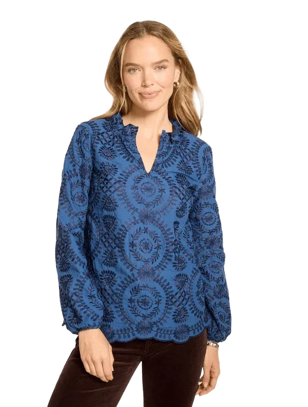 Floret Medallion Embroidered Top