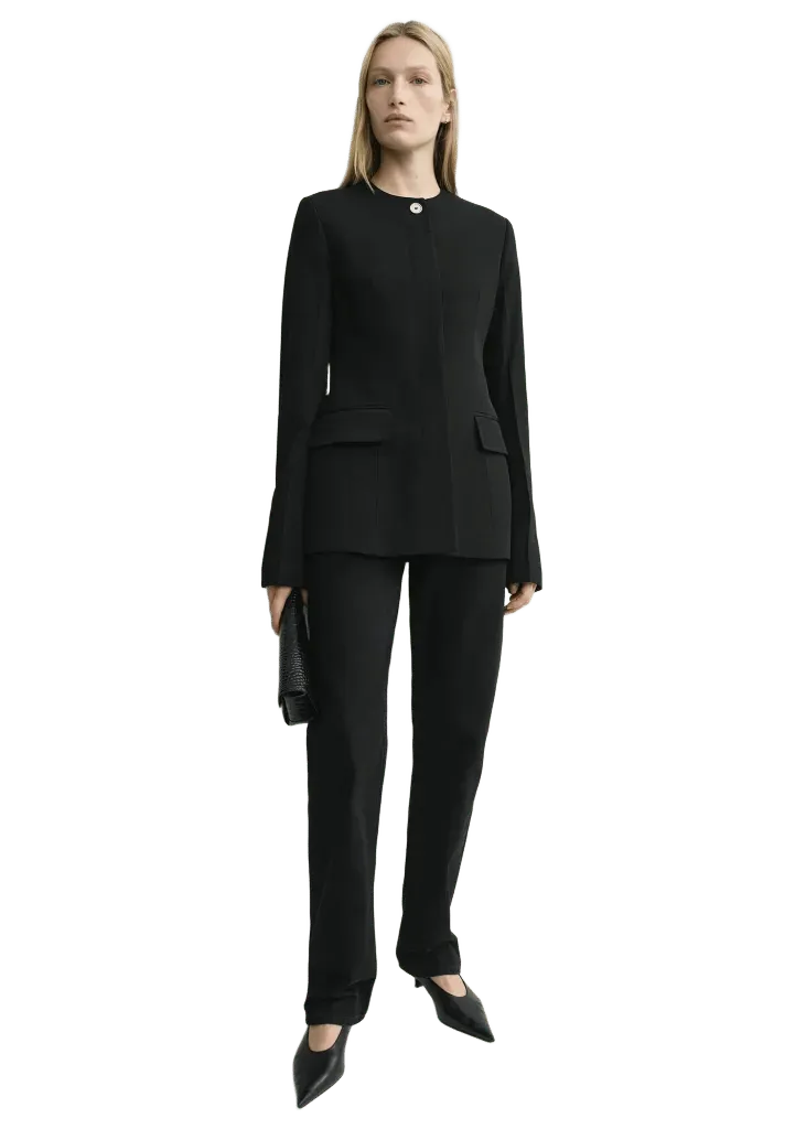 Collarless evening jacket black