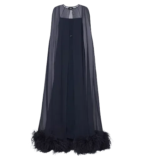 Grace caped silk creponne gown
