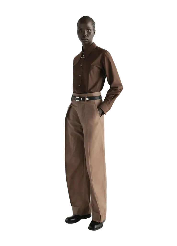 CURVED PANTS IN POLYCOTTON TWILL