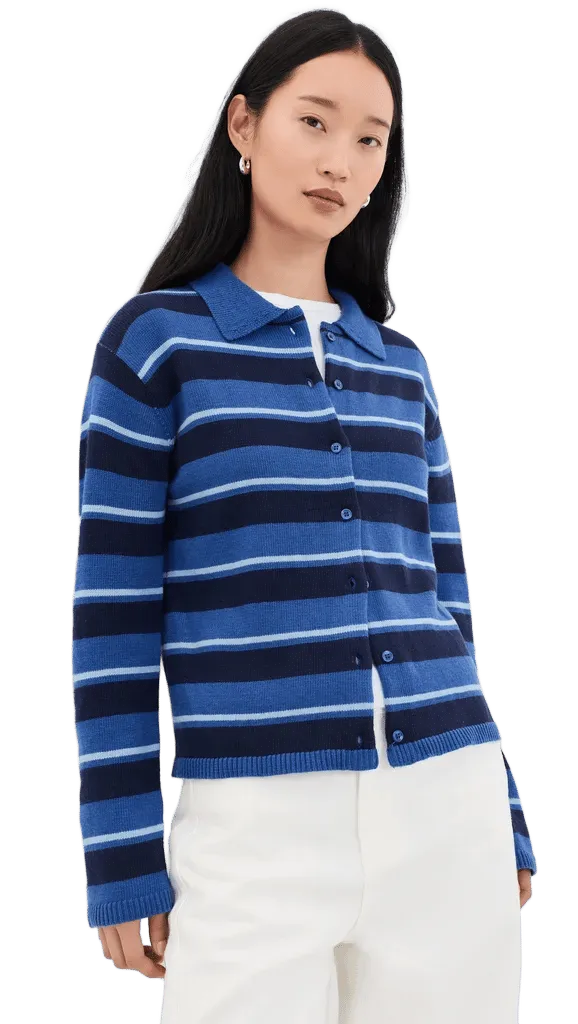 Striped Collar Shirt Cardigan