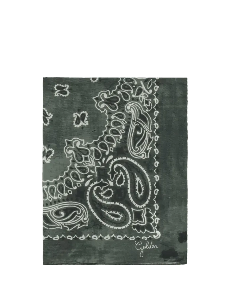 Golden Goose Paisley Printed Silk Scarf — Green