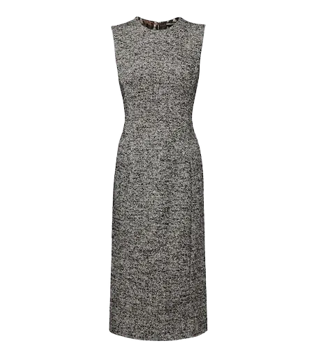 Wool and silk-blend tweed midi dress