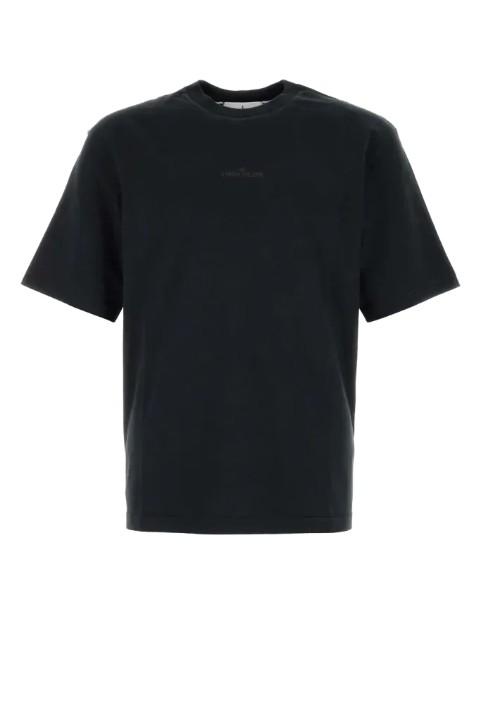 Stone Island Logo-Embroidered Cotton T-Shirt — Blue