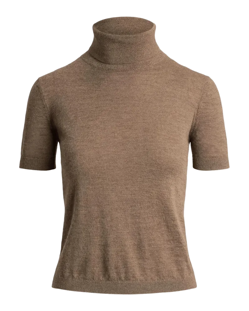 Turtleneck Short-Sleeve Cashmere Sweater