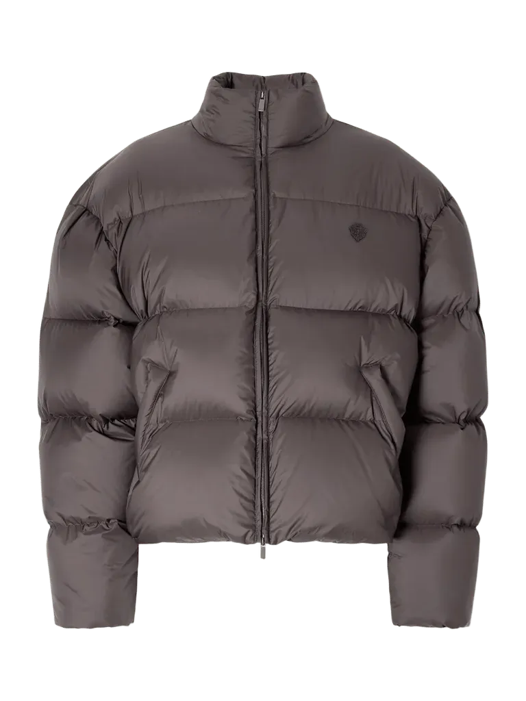 Logo-embroidered quilted shell down jacket