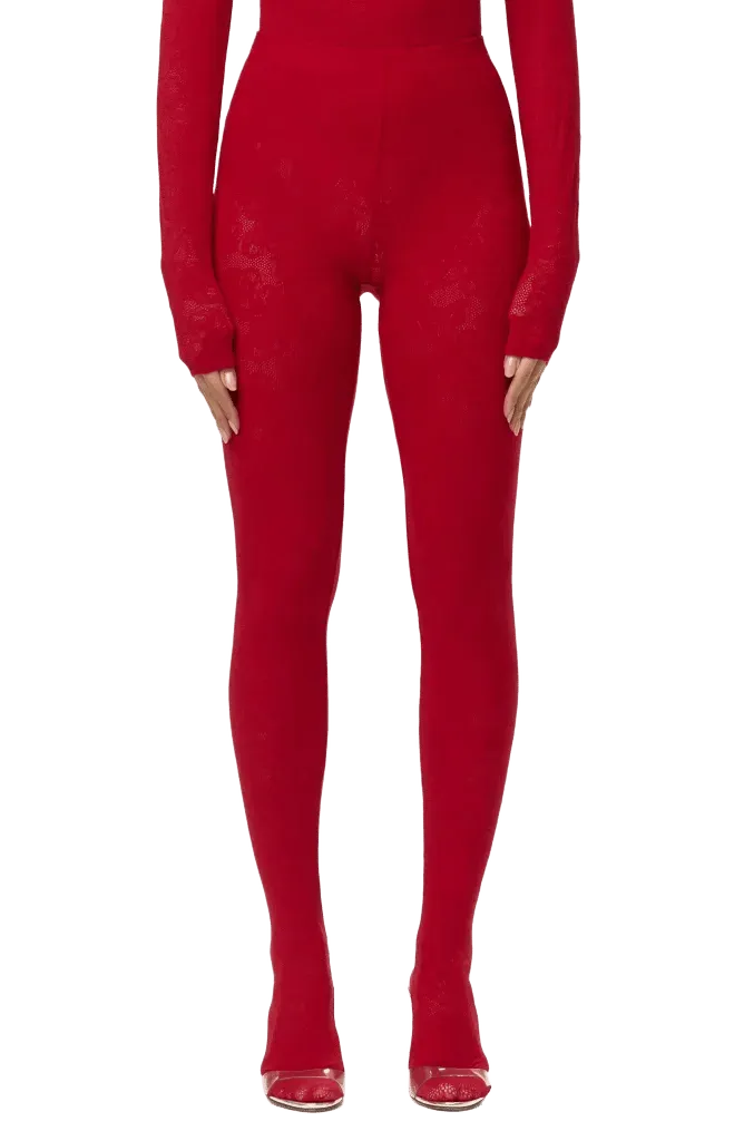 Closed Toe Semisheer Lace Leggings