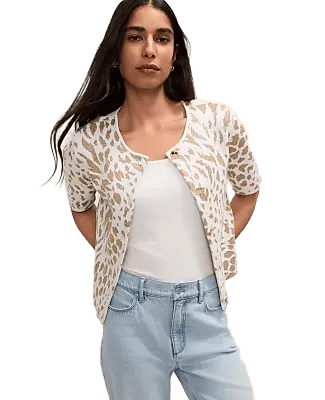 Animal Print Short Sleeve Cardigan