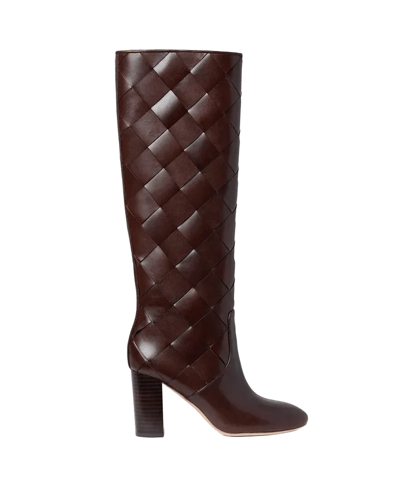 Goldy Espresso Woven Leather Tall Boot