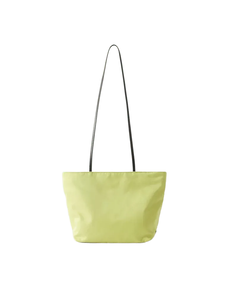Leather-trimmed satin shoulder bag - light green - One Size